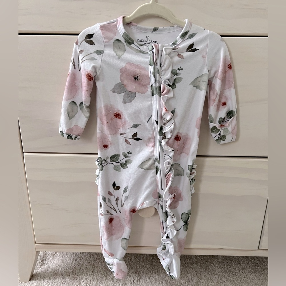 Caden lane ruffle infant zipper footie